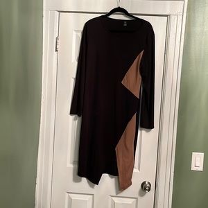 Long sleeve color block dress